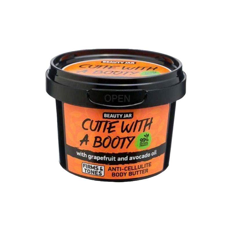 Beauty Jar Cutie With A Booty Body Butter 90gr βούτυρο σώματος για κυτταρίτιδα σε συσκευασία βαζάκι.
