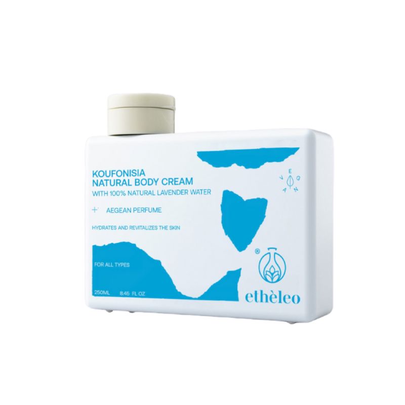 Etheleo Koufonisia Natural Body Cream 250ml με αλόη, πανθενόλη και άρωμα Αιγαίου.