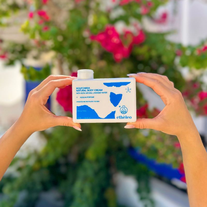 Etheleo Koufonisia Natural Body Cream 250ml με αλόη, πανθενόλη και άρωμα Αιγαίου.
