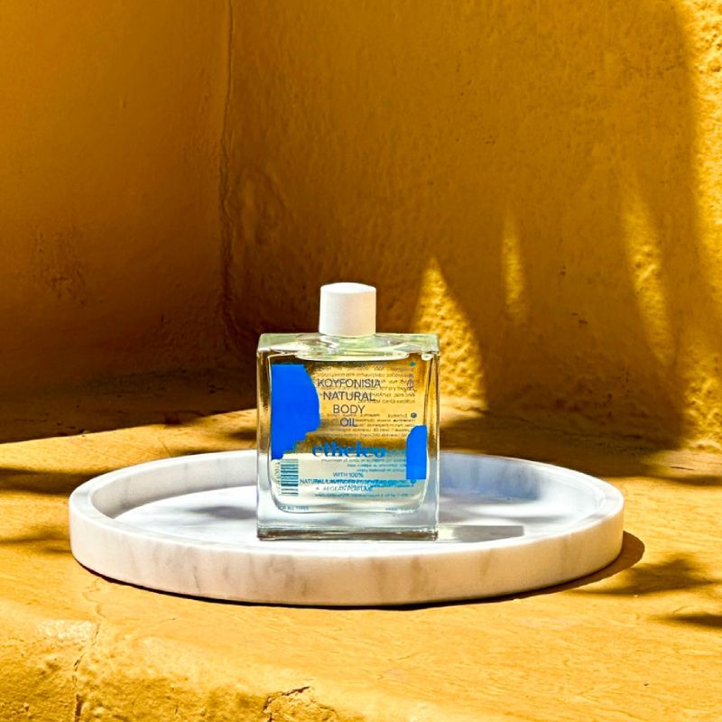 Etheleo Koufonisia Natural Body Oil με άρωμα Αιγαίου και φυσική λεβάντα.