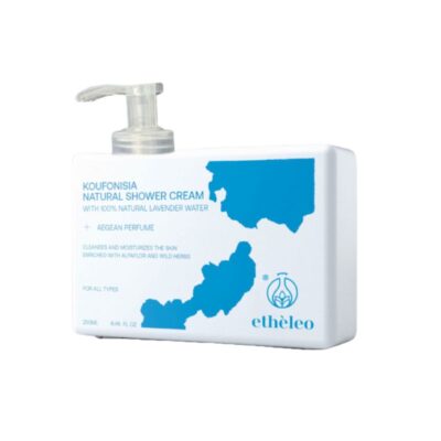 Etheleo Koufonisia Natural Shower Cream 250ml με άρωμα Αιγαίου και βιολογική λεβάντα.