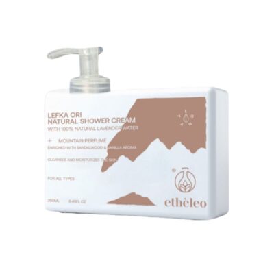 Etheleo Lefka Ori Natural Shower Cream 250ml με άρωμα βανίλια και σανδαλόξυλο.