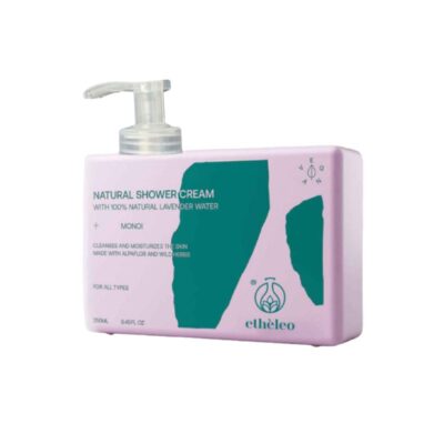 Etheleo Monoi Natural Shower Cream 250ml με ανθόνερο λεβάντας και εξωτικό άρωμα.