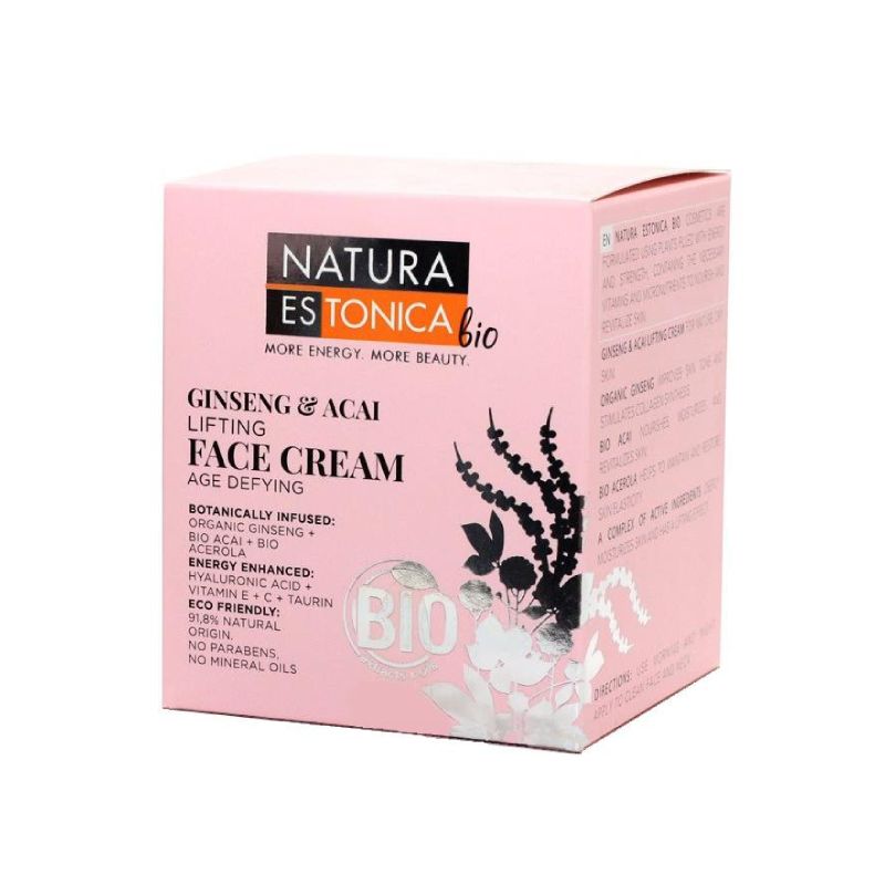 Natura Estonica Ginseng & Acai Αντιγηραντική Κρέμα Προσώπου 50ml για σύσφιξη και αναζωογόνηση.
