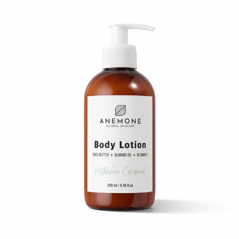 Anemone Body Lotion Φυστίκι Καραμέλα 250ml ενυδατικό γαλάκτωμα σώματος με βούτυρο καριτέ.
