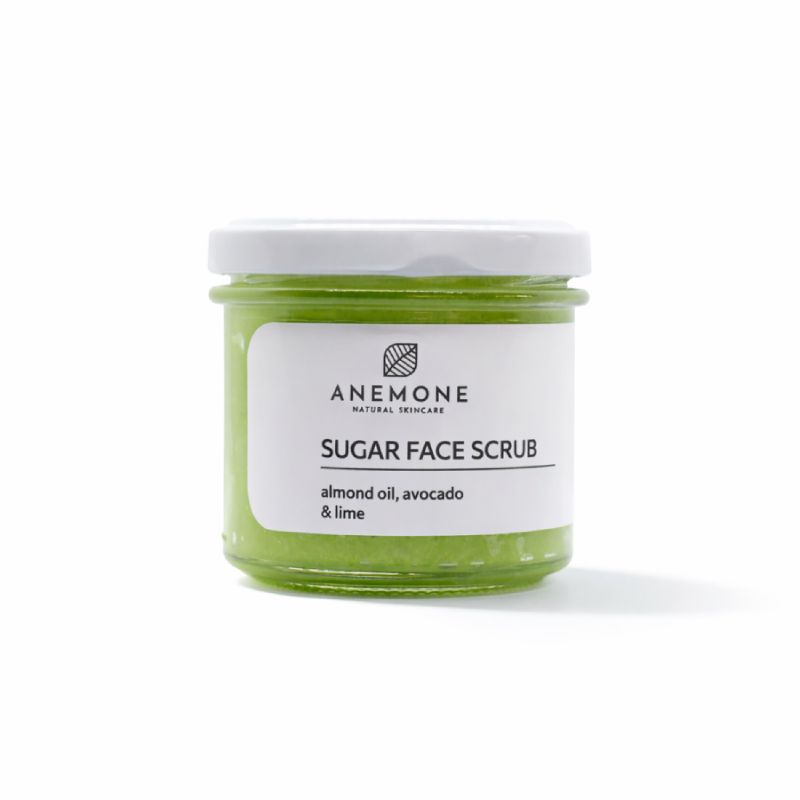 Anemone Face Scrub Αβοκάντο & Λάιμ 125ml φυσικό απολεπιστικό προσώπου με κόκκους ζάχαρης.