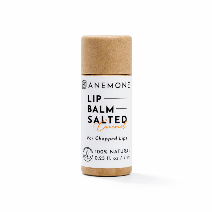 Anemone Lip Balm Αλατισμένη Καραμέλα 7ml φυσικό μπαλμ χειλιών για θρέψη και προστασία σε eco-friendly συσκευασία.