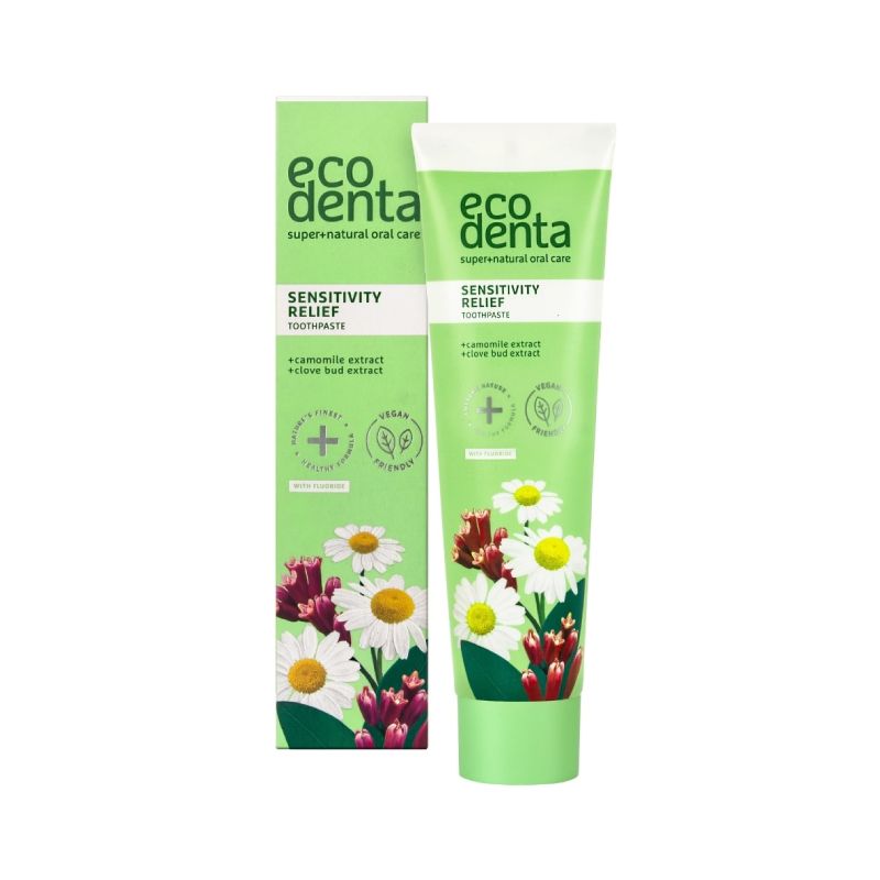 Ecodenta Οδοντόκρεμα Ευαίσθητα Δόντια Χαμομήλι 100ml ενισχυτική οδοντόκρεμα με φθόριο.