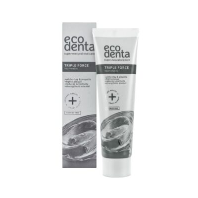 Ecodenta Οδοντόκρεμα Τριπλής Δράσης Λευκό Άργιλο 100ml φυσική οδοντόκρεμα χωρίς φθόριο.