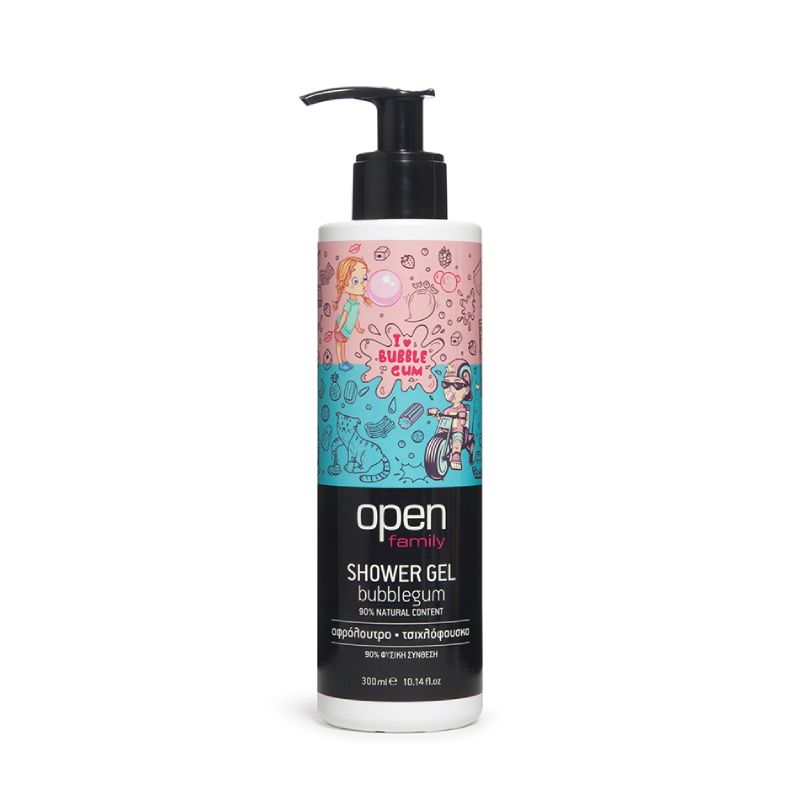 Open Cosmetics Αφρόλουτρο Bubbleglow για όλη την οικογένεια με απαλή σύνθεση εκχύλισμα μούρων εκχύλισμα βαμβακιού και βιολογική αλόη.
