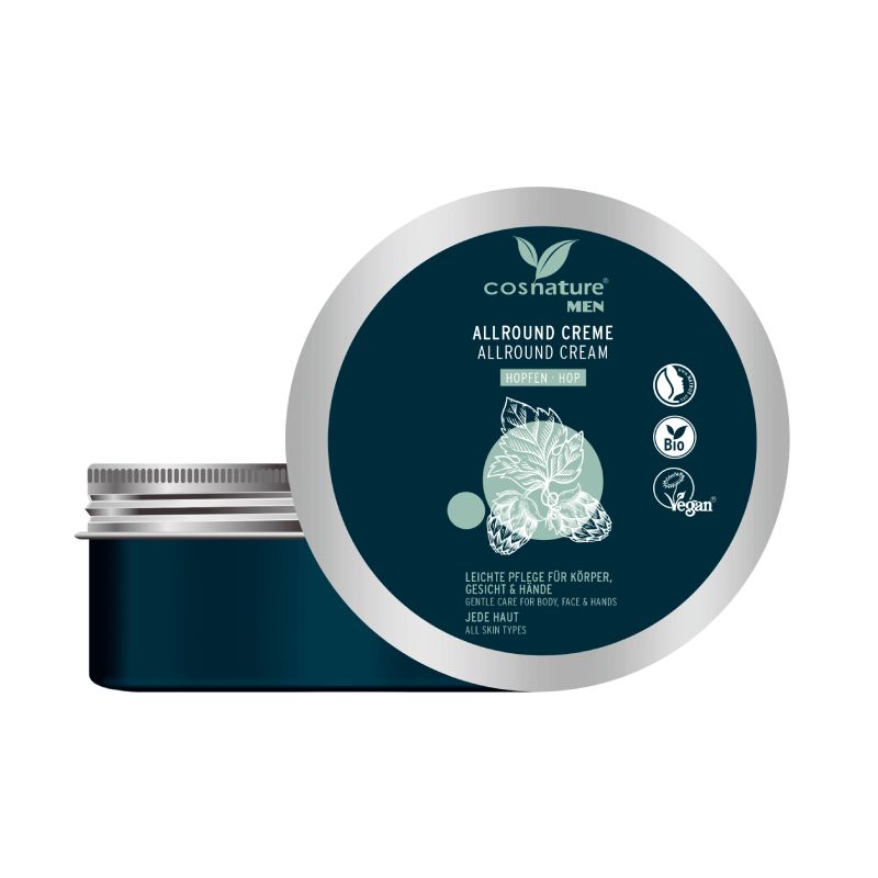 Cosnature Men Allround Cream Hop ανδρική ενυδατική κρέμα προσώπου και σώματος με βιολογικό λυκίσκο.