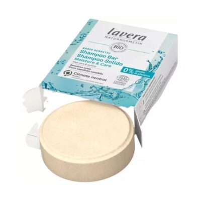 Στερεό σαμπουάν Lavera Basis Sensitiv Shampoo Bar Moisture & Care για εντατική ενυδάτωση, περιποίηση και απαλό καθαρισμό των μαλλιών, 50g.
