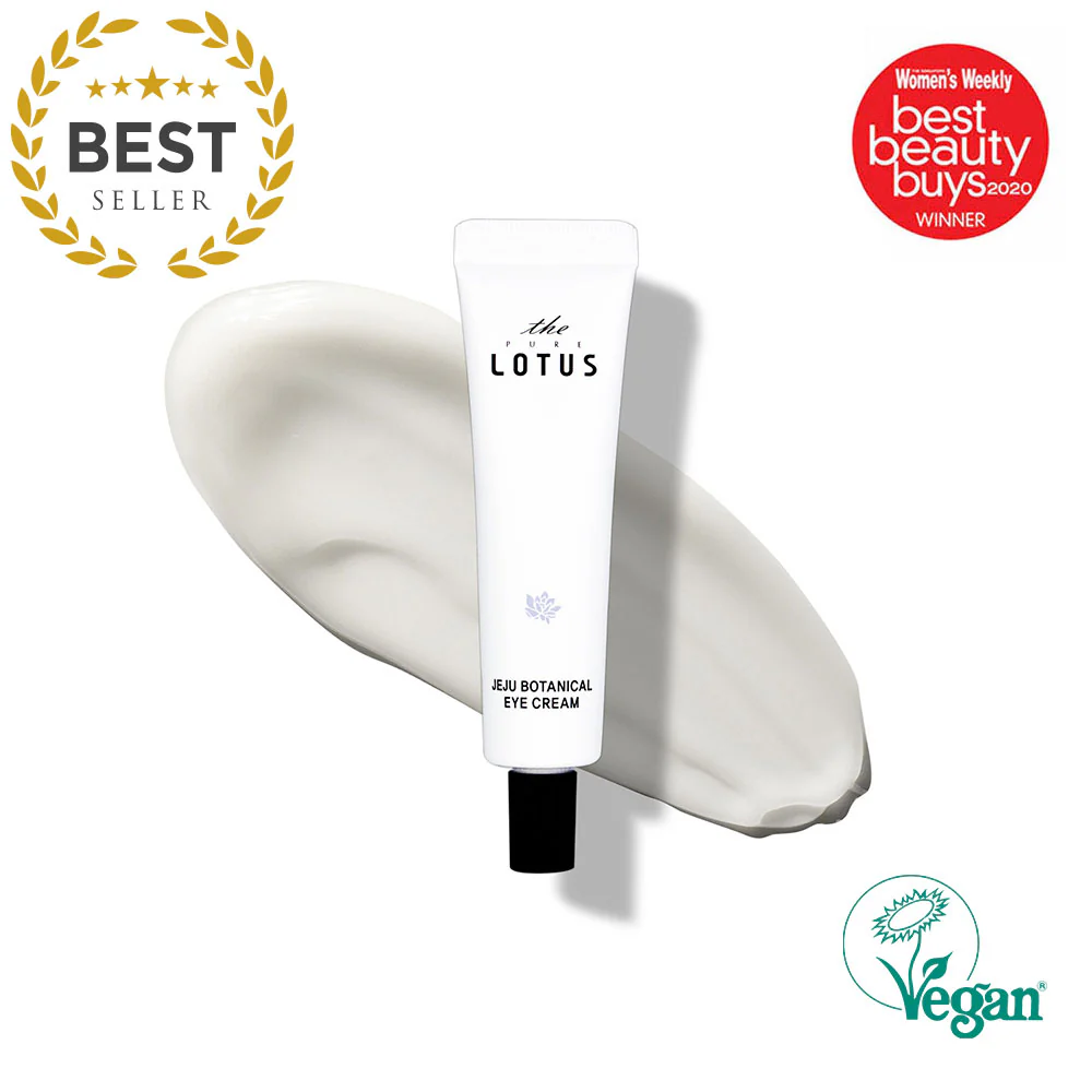 The Pure Lotus Jeju Botanical Eye Cream απαλή αντιγηραντική κρέμα ματιών με κεραμίδια και βοτανικά εκχυλίσματα Τζέτζου.