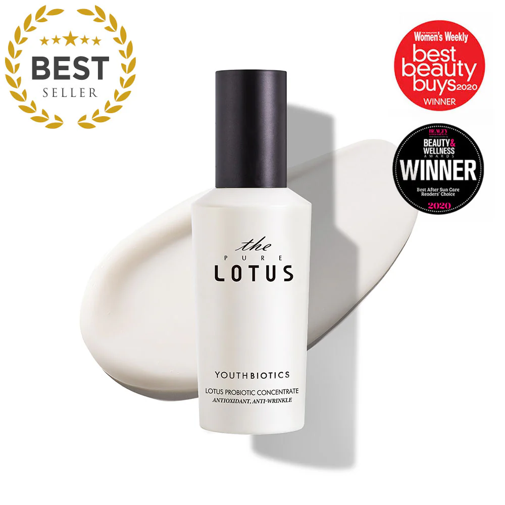 Youthbiotics Lotus Probiotic Concentrate ενυδατική εσάνς προσώπου με ζυμωμένο νερό λωτού Τζέτζου και 8 προβιοτικά.