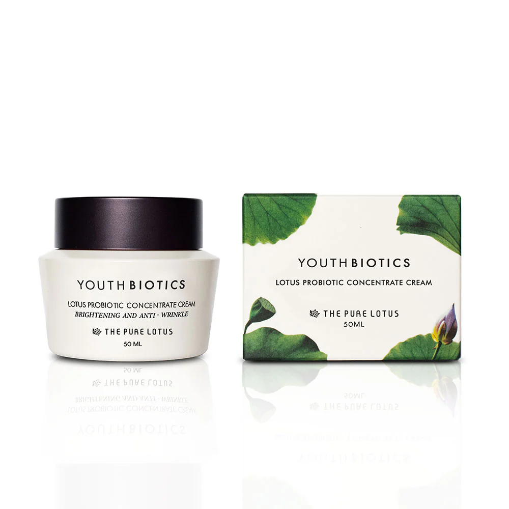 Youthbiotics Lotus Probiotic Concentrate Cream ενυδατική κρέμα προσώπου με ζυμωμένο νερό λωτού Τζέτζου και 8 προβιοτικά.
