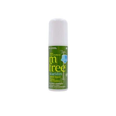 M-FREE Εντομοαπωθητικό Spray Lotion Icaridin άοσμο και διάφανο σπρέι προστασίας από κουνούπια και σκνίπες για ευαίσθητες επιδερμίδες.