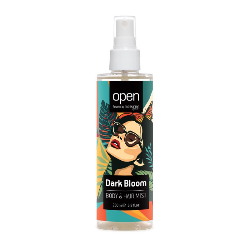 Open Cosmetics Dark Bloom Body & Hair Mist αρωματικό σπρέι σώματος και μαλλιών με νότες καφέ γιασεμιού κακάου και βιολογική αλόη.