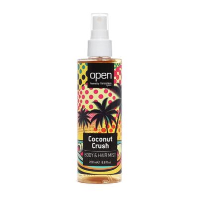 Open Cosmetics H&B Mist Coconut Crush αρωματικό σπρέι σώματος και μαλλιών με εξωτικό άρωμα καρύδας βανίλιας και βιολογική αλόη.