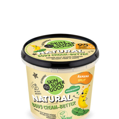 Organic Shop Body Cream Banana Split κρέμα σώματος Skin Super Good με οργανικό εκχύλισμα μπανάνας ακάι καρύδα και βούτυρο κακάο.