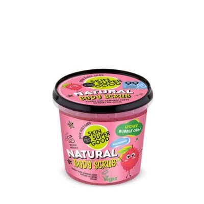 Organic Shop Body Scrub Bybble Gym απολεπιστικό σώματος Skin Super Good με οργανικό εκχύλισμα λίτσι ζάχαρη βανίλιας και μέντα.