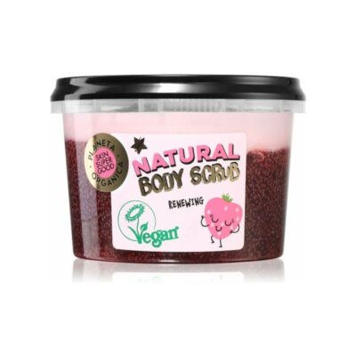 Organic Shop Body Scrub Strawberry & Chia Seeds απολεπιστικό σώματος Skin Super Good με οργανική φράουλα σπόρους τσία και έλαιο αμυγδάλου.