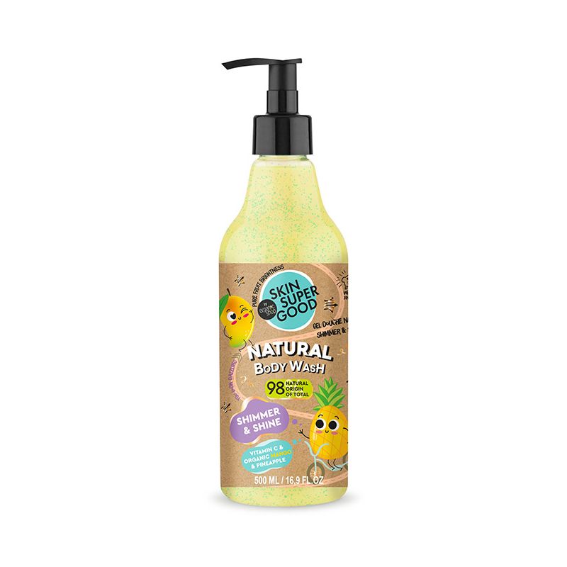 Organic Shop Shimmer & Shine αφρόλουτρο σώματος Skin Super Good με μάνγκο ανανά και βιταμίνη C για λάμψη.