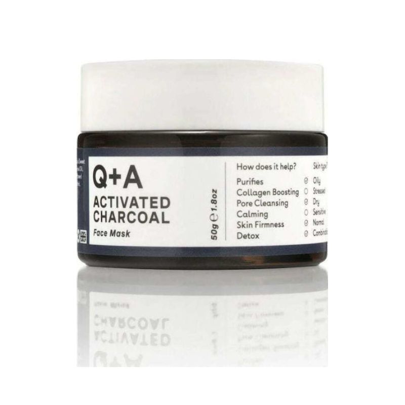 Q+A Charcoal Μάσκα Προσώπου 50gr με ενεργό άνθρακα και άργιλο για βαθύ καθαρισμό.