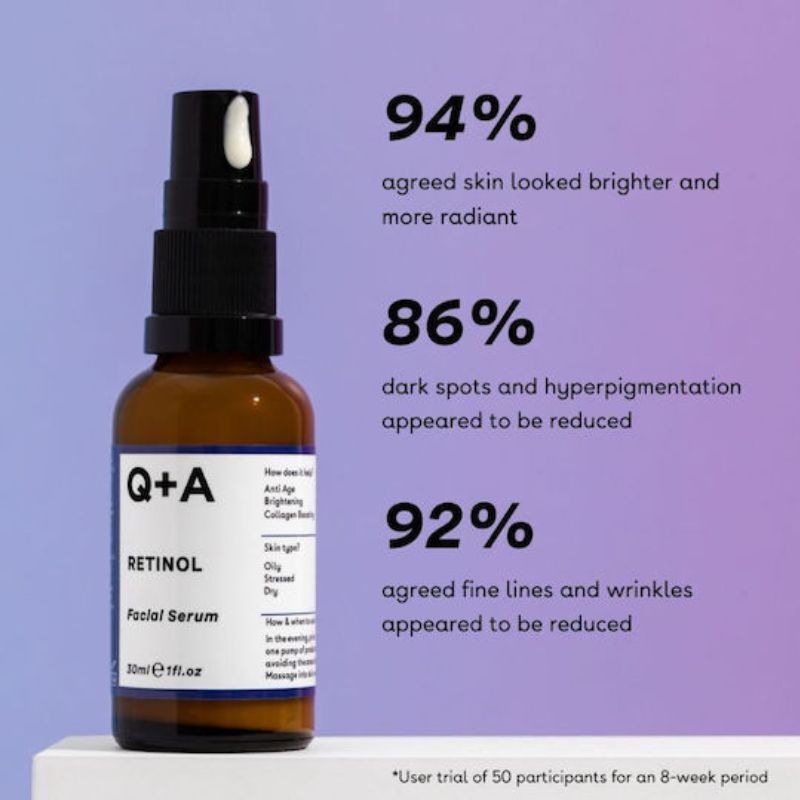 Q+A Retinol Serum 30ml αντιγηραντικός ορός νυκτός με ρετινόλη 0.2%.