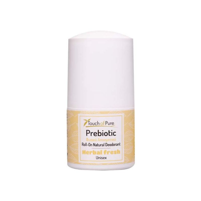 Touch of Pure Roll-On Αποσμητικό Herbal Fresh 60ml φυσικό unisex αποσμητικό με στυπτηρία και πρεβιοτικά.