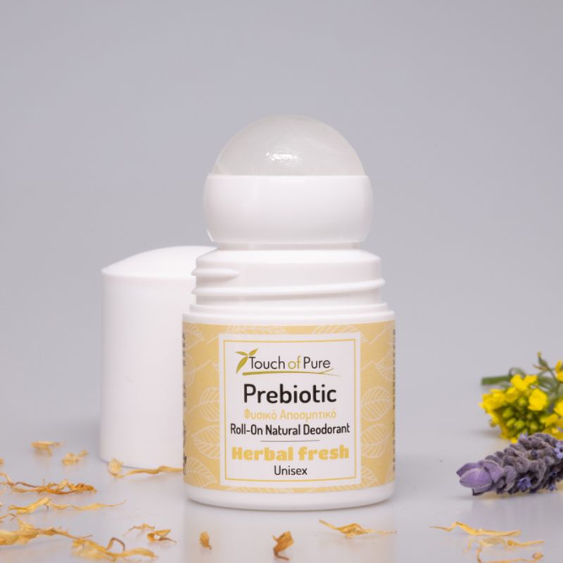 Touch of Pure Roll-On Αποσμητικό Herbal Fresh 60ml φυσικό unisex αποσμητικό με στυπτηρία και πρεβιοτικά.
