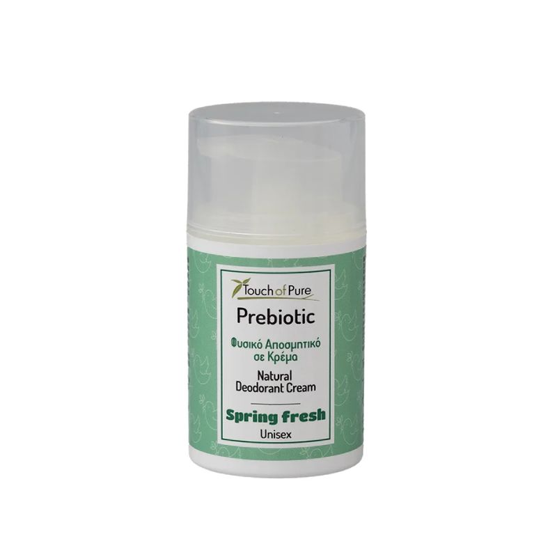 Touch of Pure Roll-On Αποσμητικό Spring Fresh 50ml φυσική unisex αποσμητική κρέμα με πρεβιοτικά και κρύσταλλο.