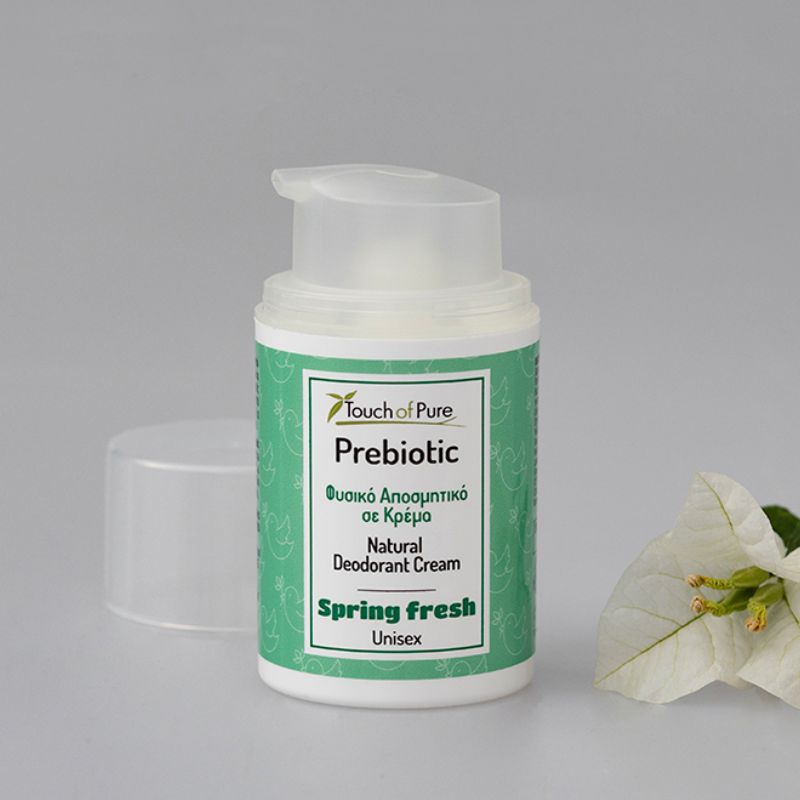 Touch of Pure Roll-On Αποσμητικό Spring Fresh 50ml φυσική unisex αποσμητική κρέμα με πρεβιοτικά και κρύσταλλο.