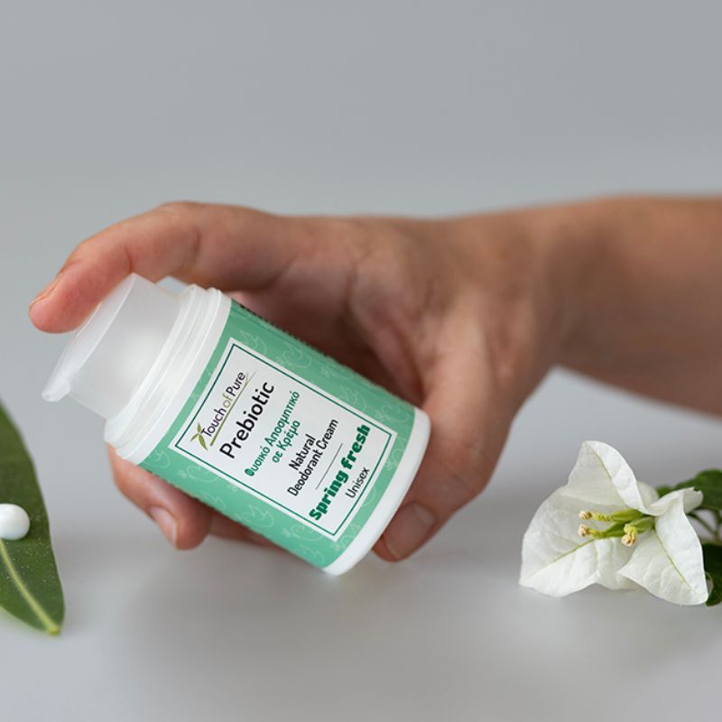 Touch of Pure Roll-On Αποσμητικό Spring Fresh 50ml φυσική unisex αποσμητική κρέμα με πρεβιοτικά και κρύσταλλο.