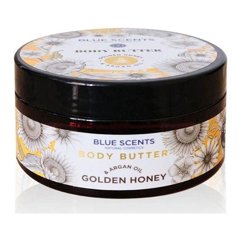Blue Scents Βούτυρο Σώματος Golden Honey & Argan Oil 200ml, μια εντατικά ενυδατική κρέμα εμπλουτισμένη με μέλι και έλαιο αργκάν, που θρέφει σε βάθος και χαρίζει στην επιδερμίδα μεταξένια απαλότητα.