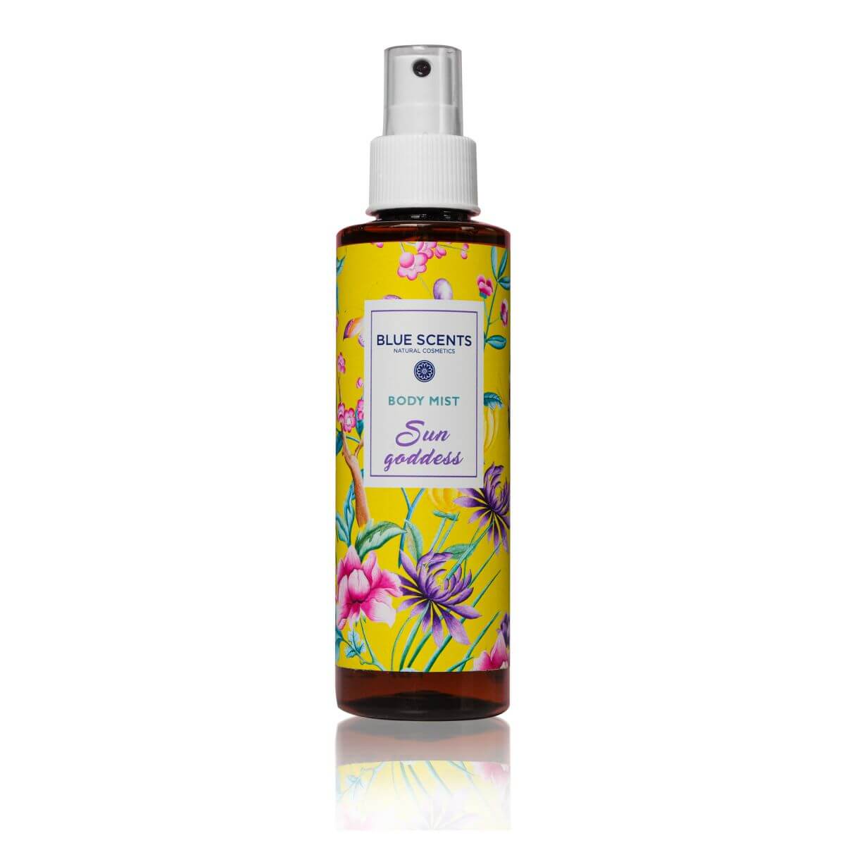 Blue Scents body mist Sun Goddess 150ml με ένα εκθαμβωτικό και λαμπερό άρωμα που αποπνέει αυτοπεποίθηση και καλοκαιρινή ενέργεια, χαρίζοντας στην επιδερμίδα σας μια διακριτική αίσθηση ζεστασιάς και λάμψης που αναδεικνύει τη θηλυκότητά σας.