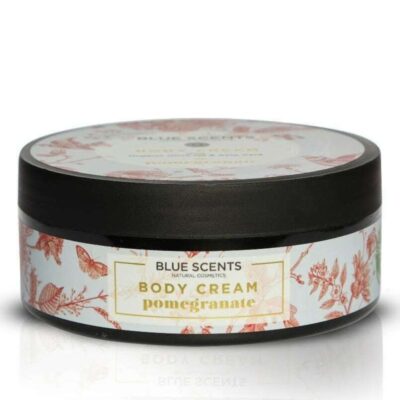 Blue Scents Κρέμα Σώματος Pomegranate 210ml, μια ενυδατική κρέμα με αντιοξειδωτικές ιδιότητες από ρόδι, που απορροφάται εύκολα και αφήνει την επιδερμίδα ενυδατωμένη, απαλή και με ένα φρέσκο, φρουτώδες άρωμα.