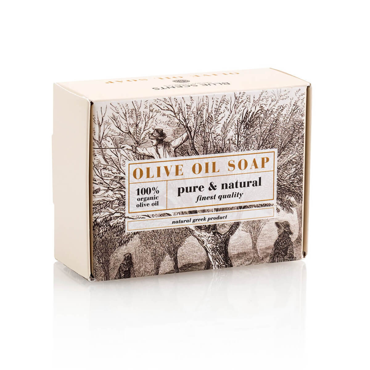 Blue Scents σαπούνι Olive Oil 135gr, ένα παραδοσιακό χειροποίητο σαπούνι με βάση το ελληνικό ελαιόλαδο, που προσφέρει φυσική ενυδάτωση, βαθύ καθαρισμό και προστασία, αφήνοντας την επιδερμίδα απαλή και υγιή.