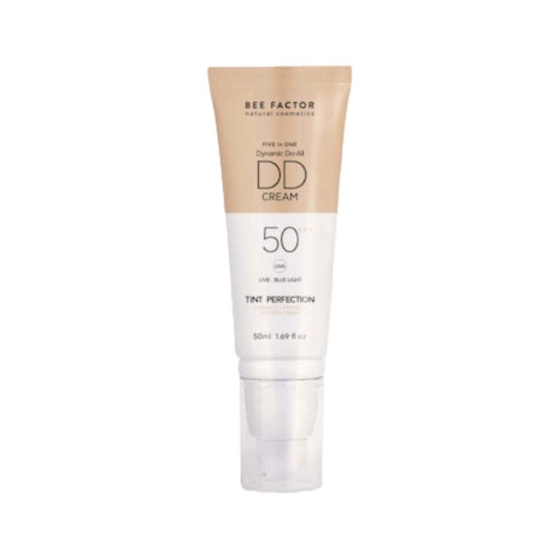 Φυσική αντηλιακή κρέμα προσώπου Bee Factor SPF50 με χρώμα (Απόχρωση 01) για υψηλή προστασία, φυσική κάλυψη και ενυδάτωση, 60ml.