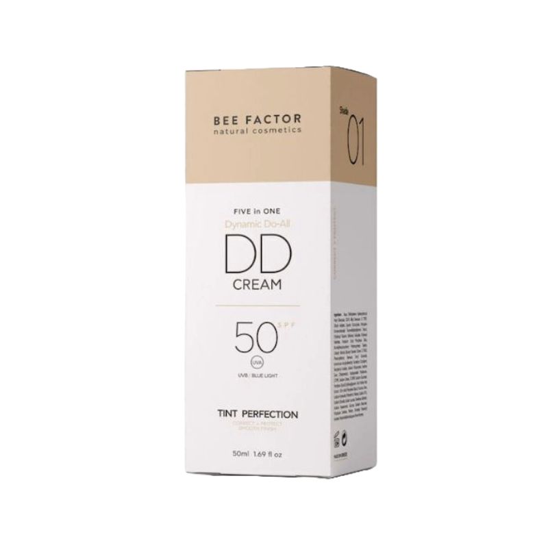 Φυσική αντηλιακή κρέμα προσώπου Bee Factor SPF50 με χρώμα (Απόχρωση 01) για υψηλή προστασία, φυσική κάλυψη και ενυδάτωση, 60ml.