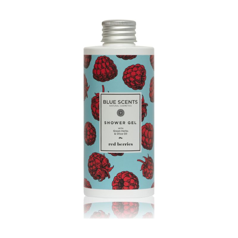 Αρωματικό αφρόλουτρο Blue Scents Red Berries με εκχυλίσματα κόκκινων φρούτων για απαλό καθαρισμό και ενυδάτωση, 300ml.