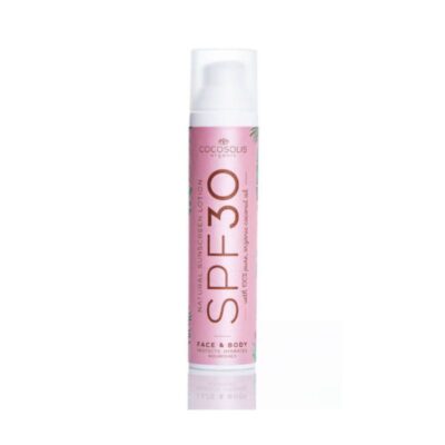 Φυσικό αντηλιακό γαλάκτωμα Cocosolis Natural Sunscreen Lotion SPF30 για προστασία προσώπου και σώματος με οργανικά έλαια.