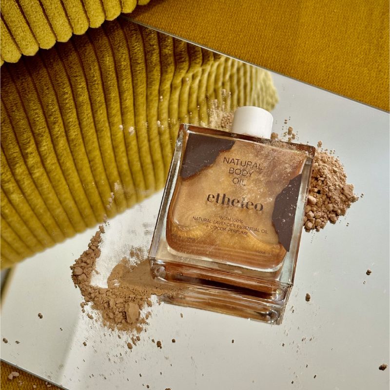Φυσικό λάδι σώματος Etheleo Natural Body Oil Chocolate για βαθιά ενυδάτωση, λάμψη και άρωμα σοκολάτας, 100ml.