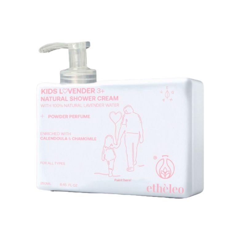 Φυσικό παιδικό αφρόλουτρο Etheleo Natural Kid Shower Cream για απαλό καθαρισμό και προστασία της ευαίσθητης επιδερμίδας, 250ml.