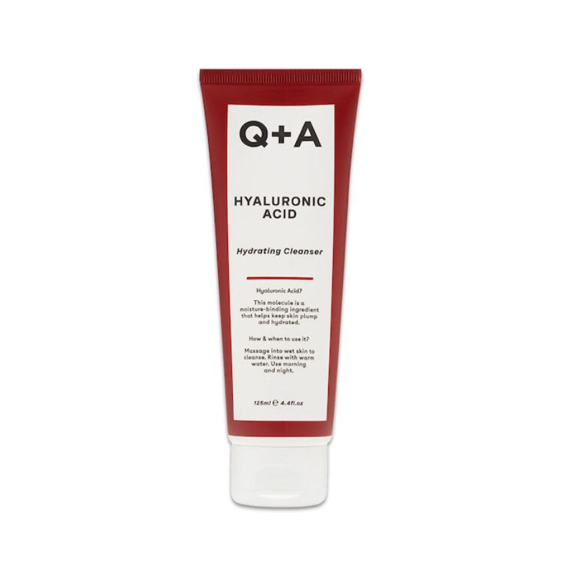 Ενυδατικό καθαριστικό προσώπου Q+A Hyaluronic Acid Hydrating Cleanser με υαλουρονικό οξύ για απαλό καθαρισμό χωρίς ξηρότητα, 125ml.
